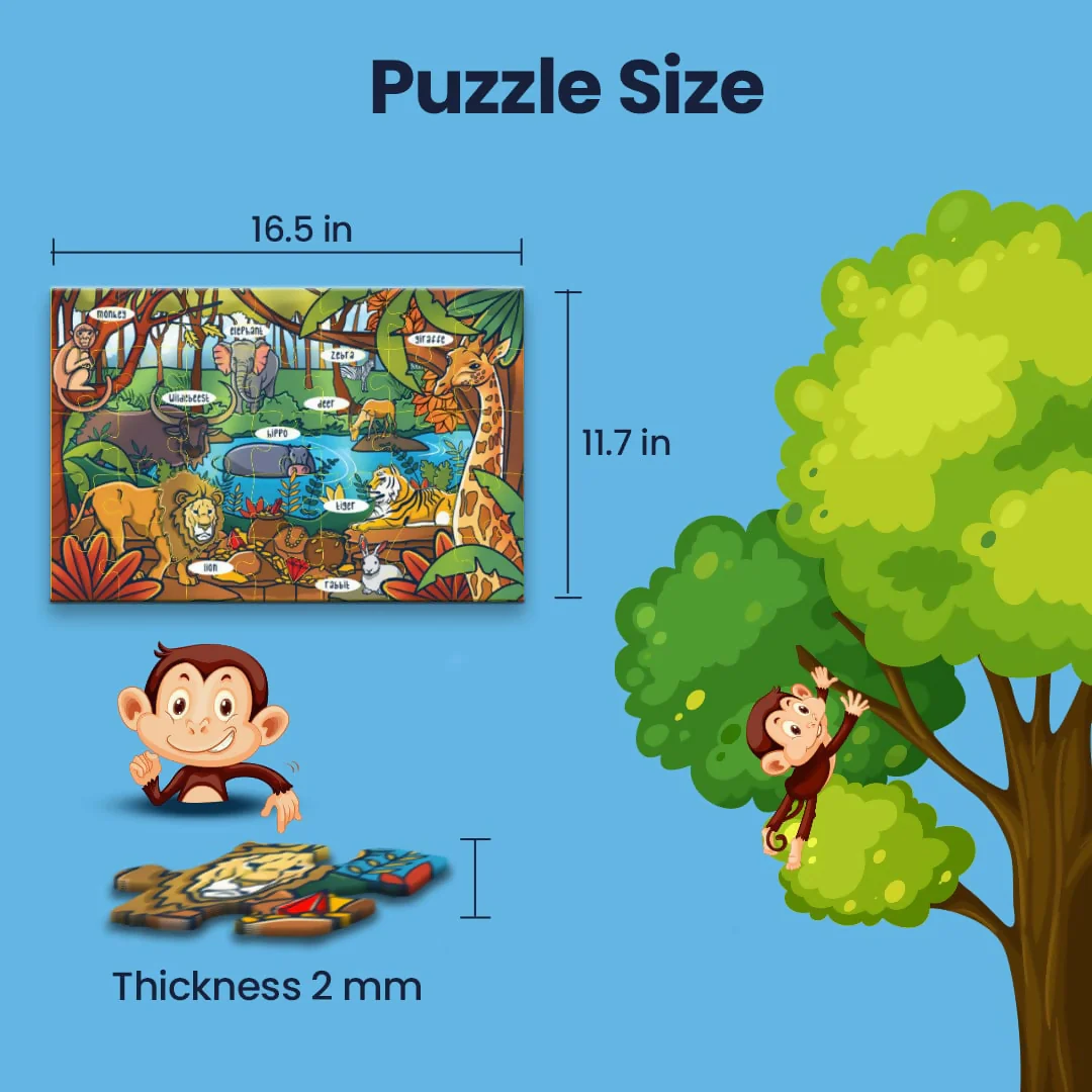 JUNGLE MYSTERY PUZZLE - AGE 3+ (38 PUZZLE PIECES) MDF PUZZLE SERIES - Image 3