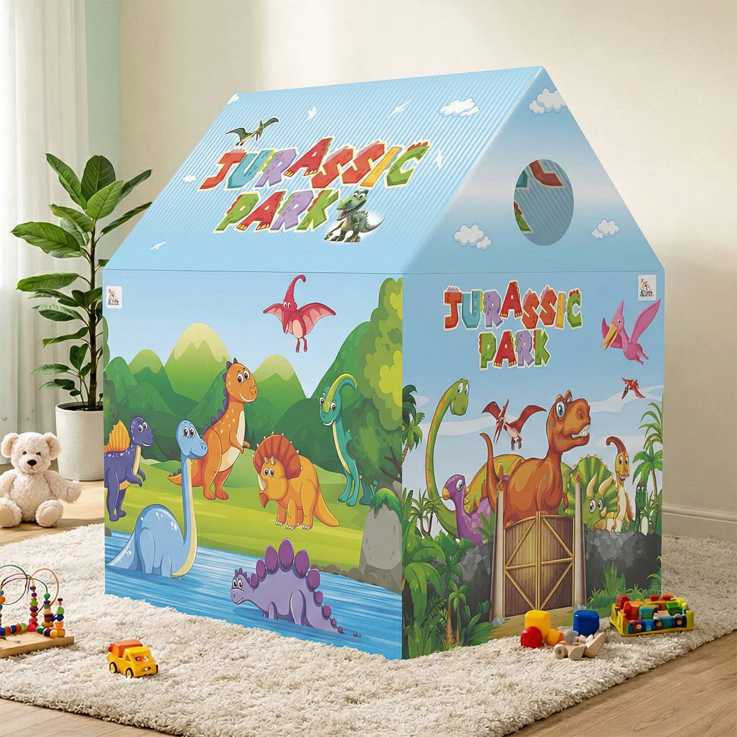 Jurassic Park Theme Foldable Kids Play Tent House with Pipe Frame Structure - Image 3