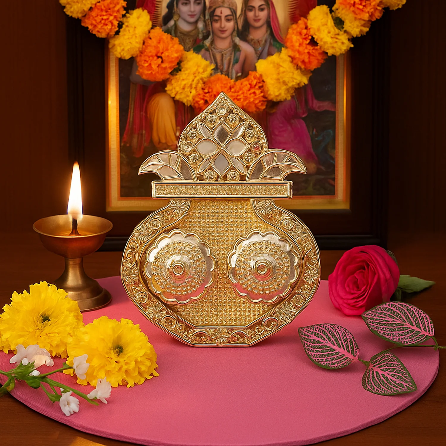 Kalash Shape Rakasha Bandhan Special Puja Thali (1 Pc) (Mix Design) - Image 3