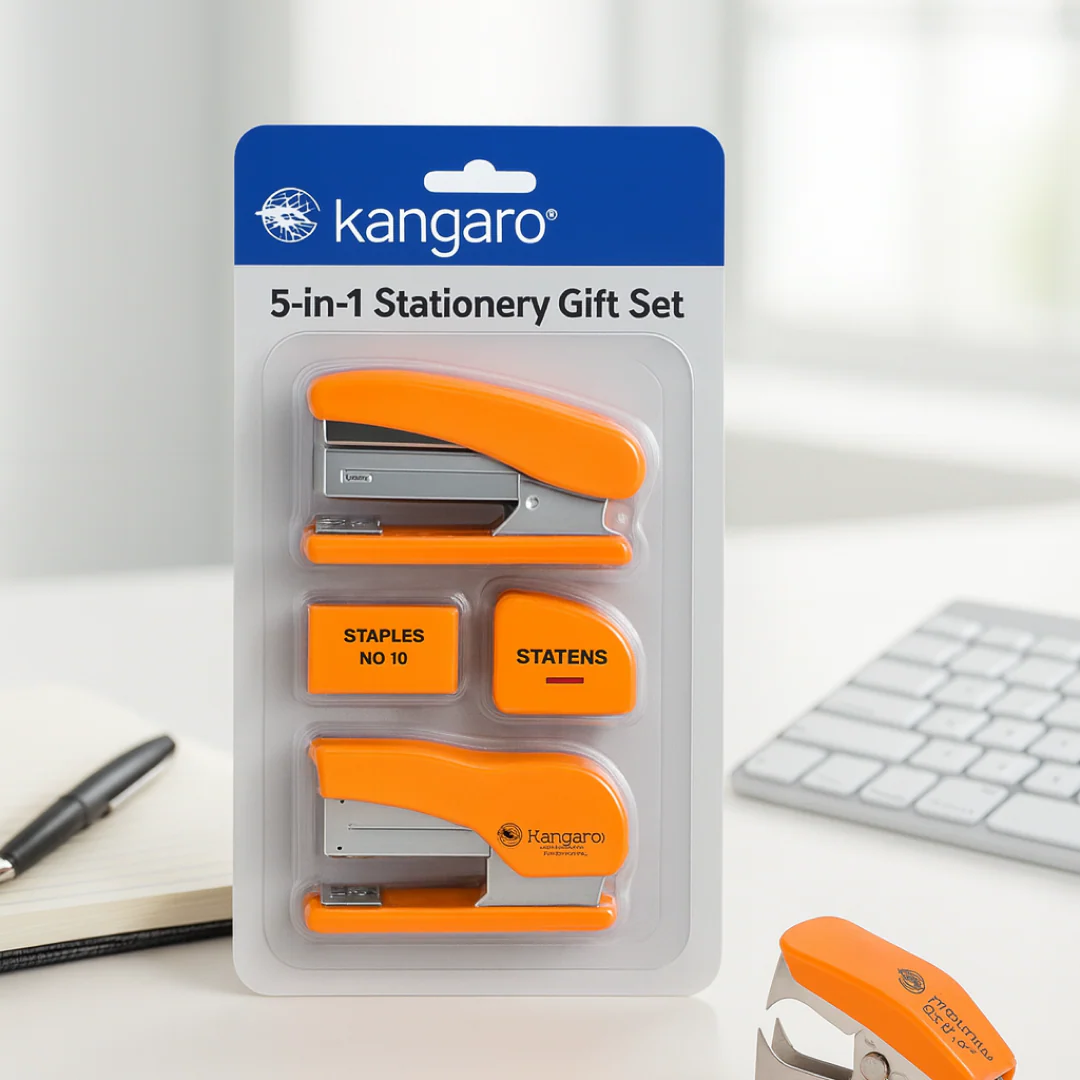 Kangaro 5-in-1 Stationery Gift Set Stapler, Staples, Staple Remover, Tape Dispenser - Image 4