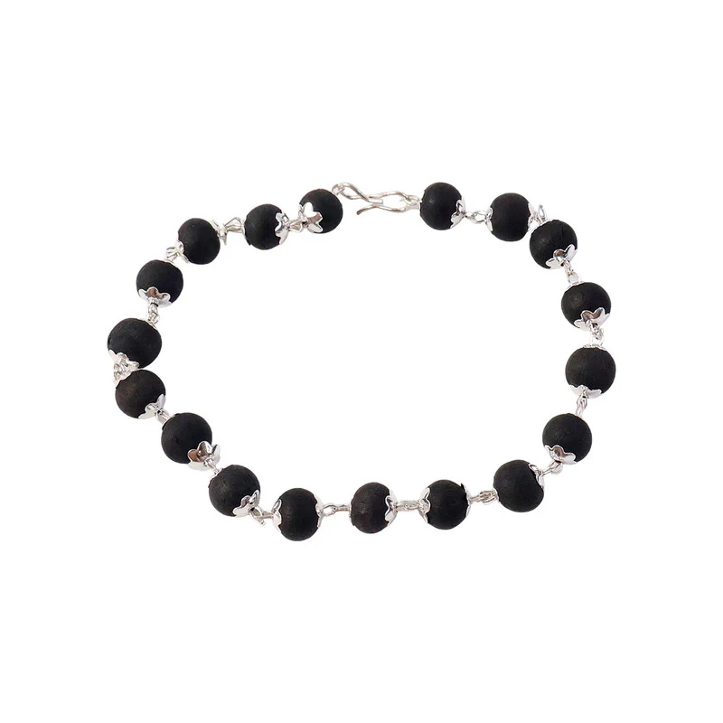 Karungali Bead Bracelet with Silver Finish Links for Daily Wear - Image 5