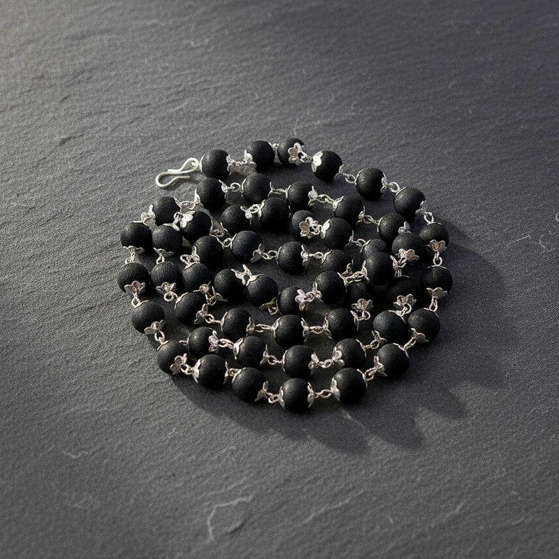 Karungali Bead Mala Necklace with Silver Finish Links - Image 4
