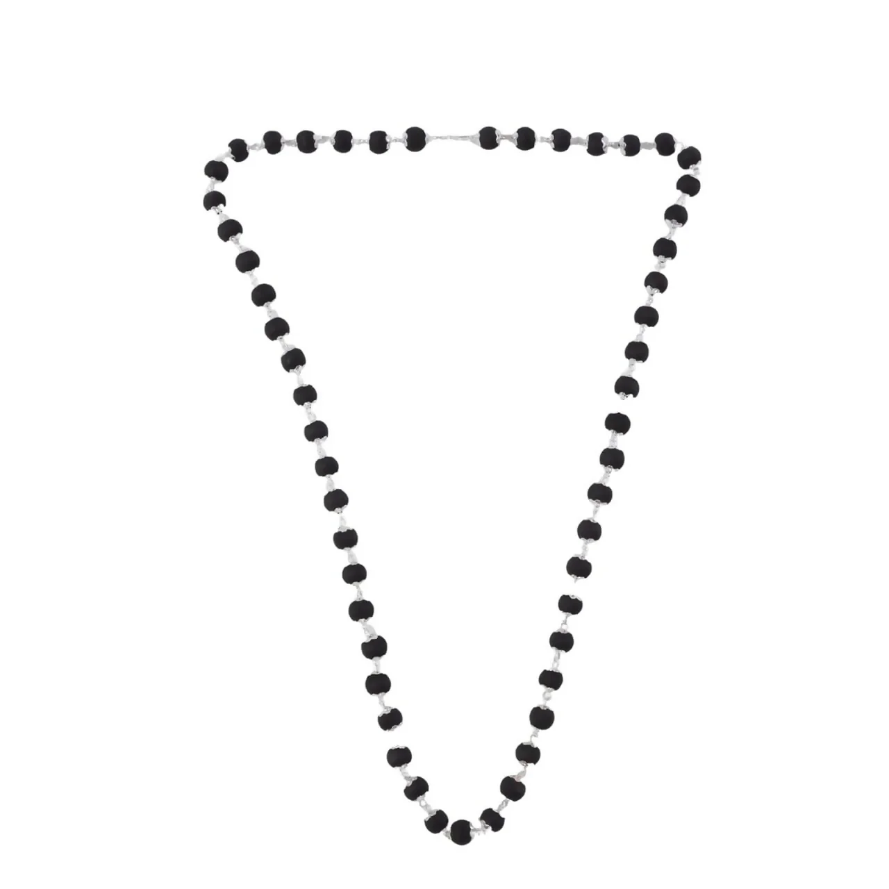 Karungali mala Black Matte Beaded Necklace with Silver plated (Original) - Image 5