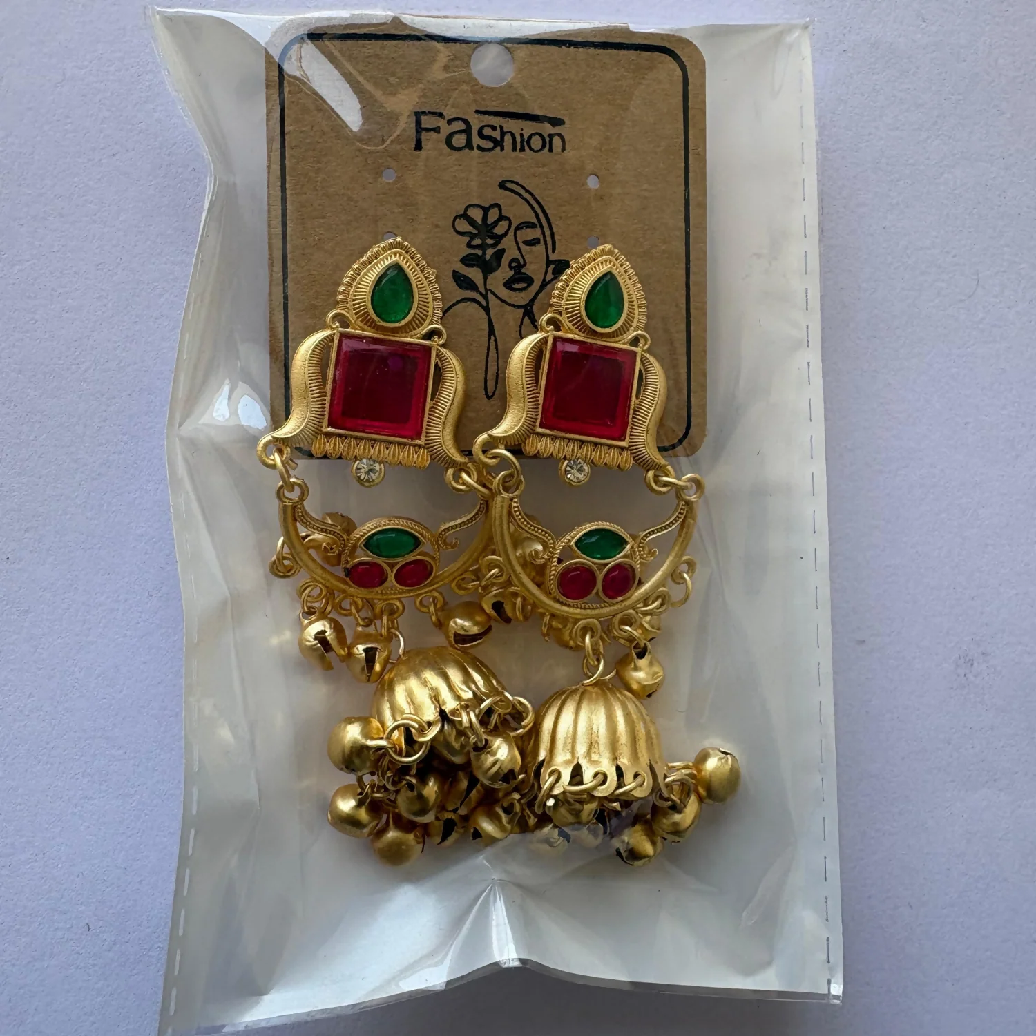 Kashmiri Jhumka Drop Earrings with Kundan & Pearl Tassels–Luxury Earrings - Image 5