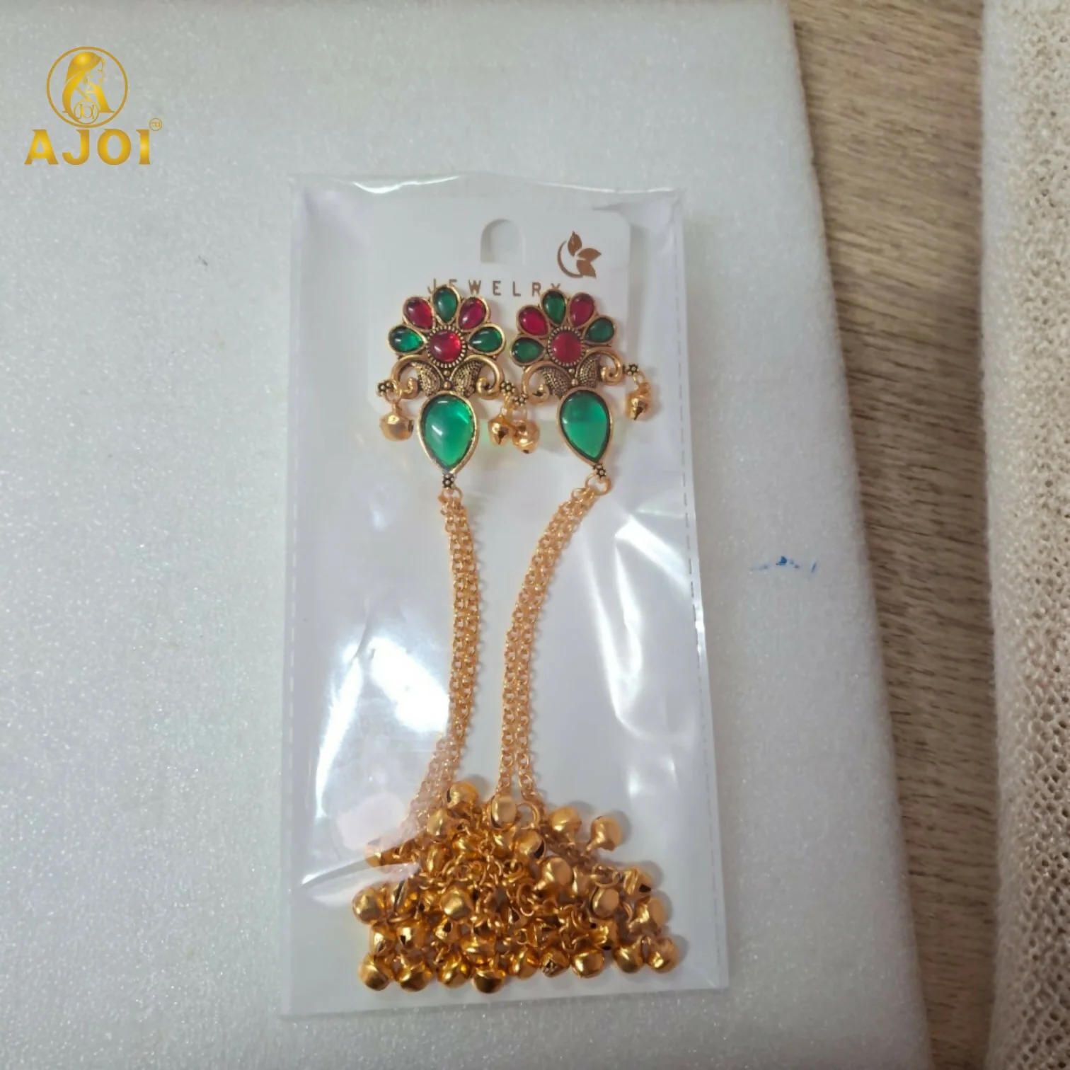 Kashmiri Style Gold Plated Floral Long Latkan Earrings For Women And Girls - Image 5