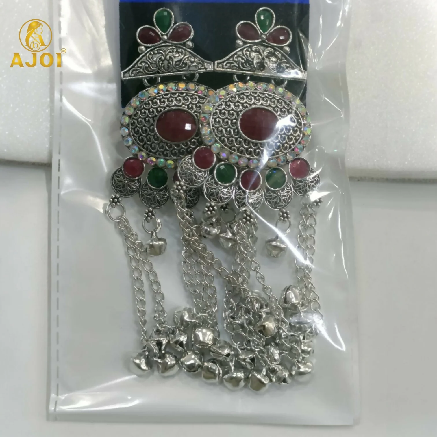 Kashmiri Style Oxidised Silver Long Earrings For Women And Girls - Image 5
