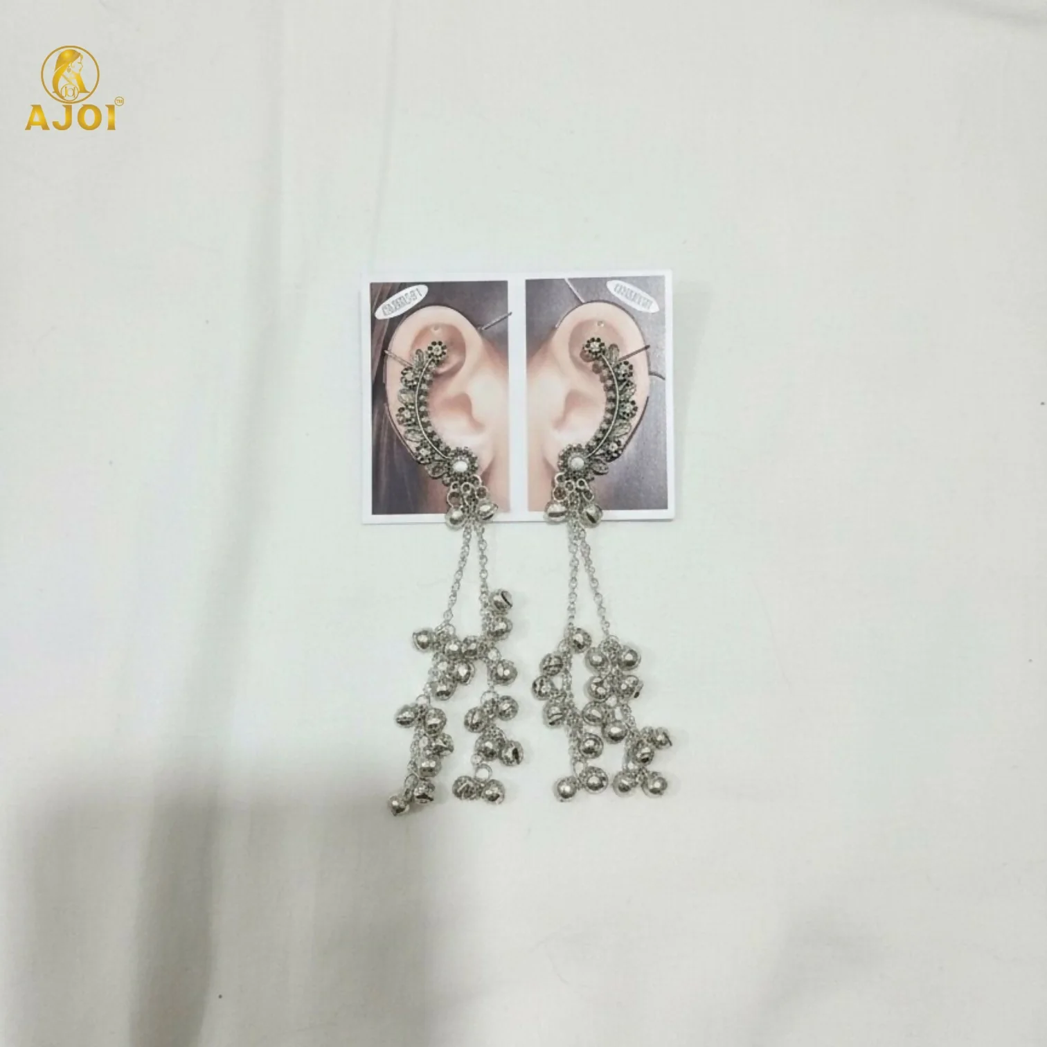 Kasmiri Silver Oxidised Chandbali Jhumka Earrings with Ghungroo Dangles for Women - Image 7