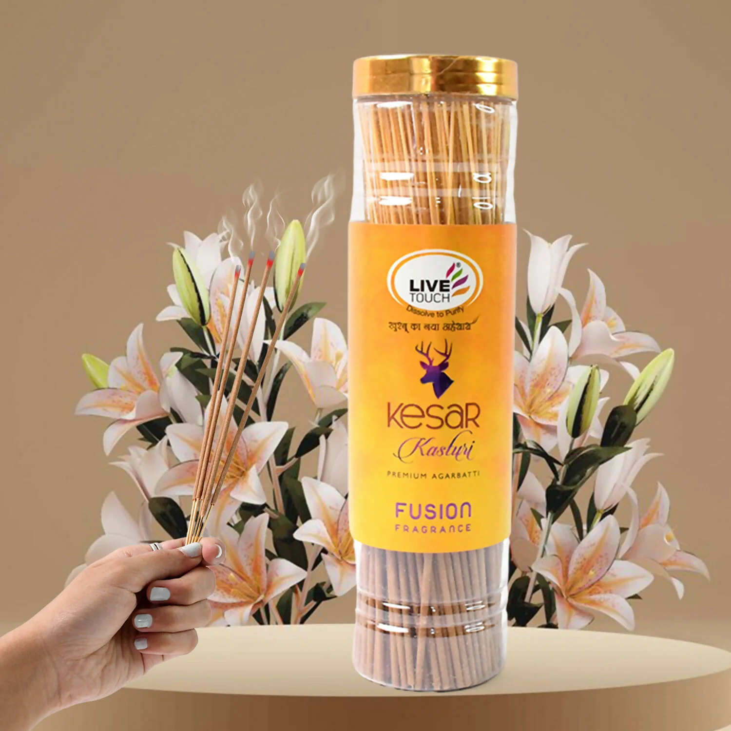 Kesar Kastoori Premium aura agarbatti (1 Jar / 250 Gram) - Image 5