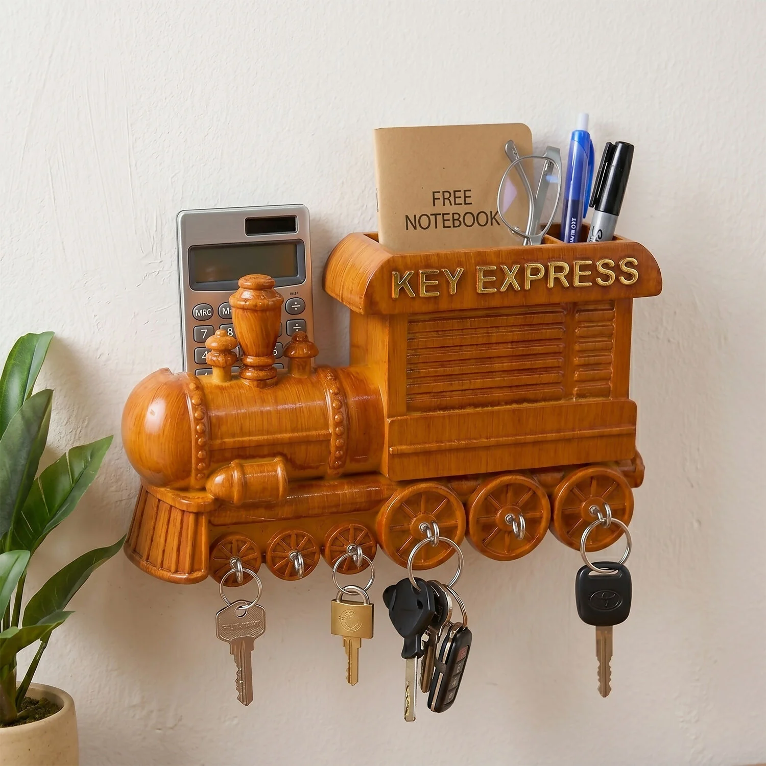 Key Holder Express Train – Wooden Key Rack Organizer with Hooks for Keys & Accessories - Image 4