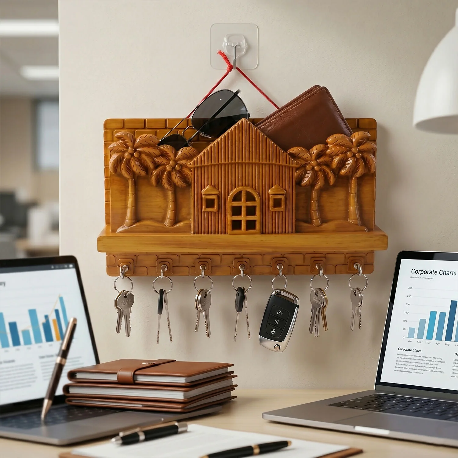 Key Holder Jungle Home Design with Palm Tree Accents for Home or Office Organization - Image 2
