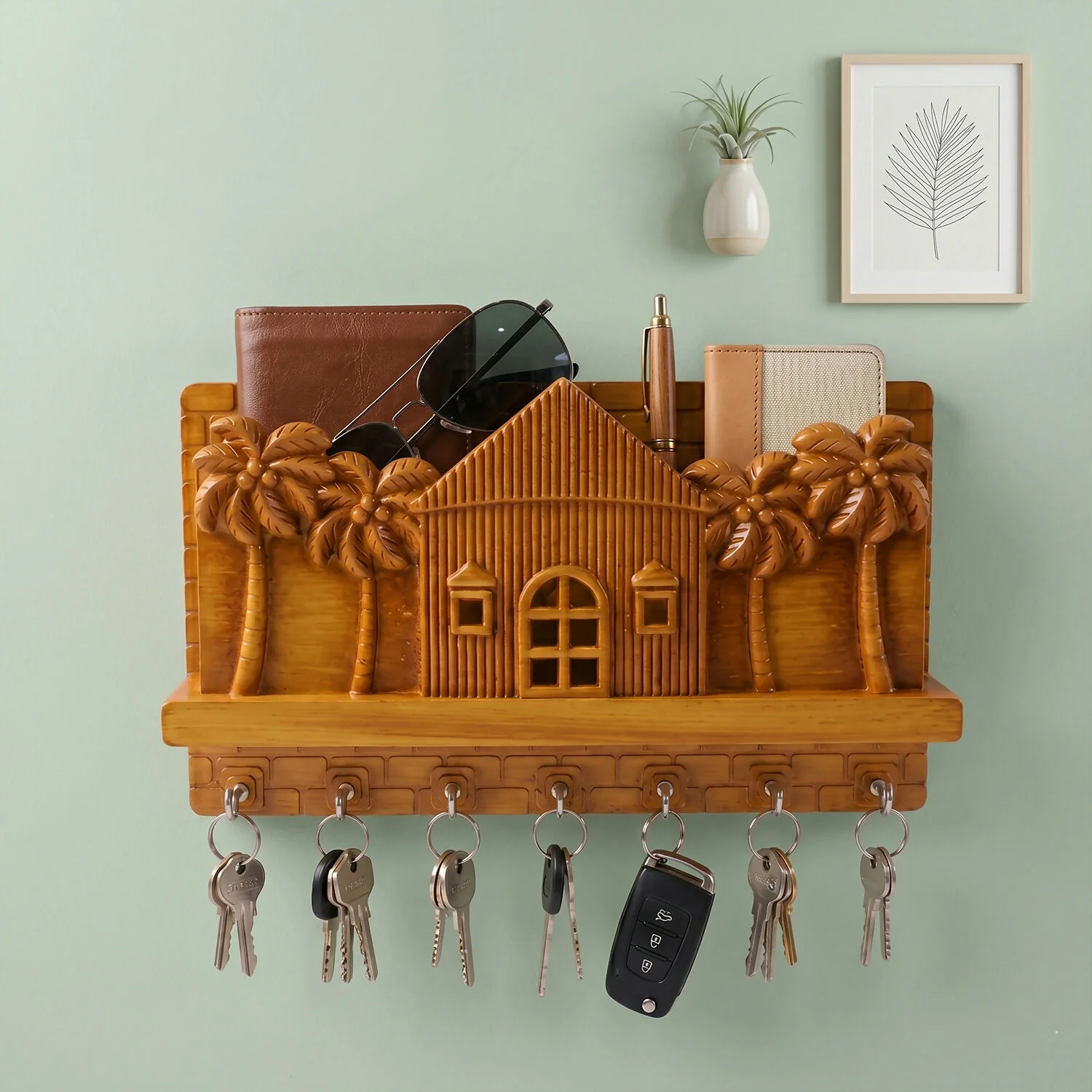 Key Holder Jungle Home Design with Palm Tree Accents for Home or Office Organization - Image 3