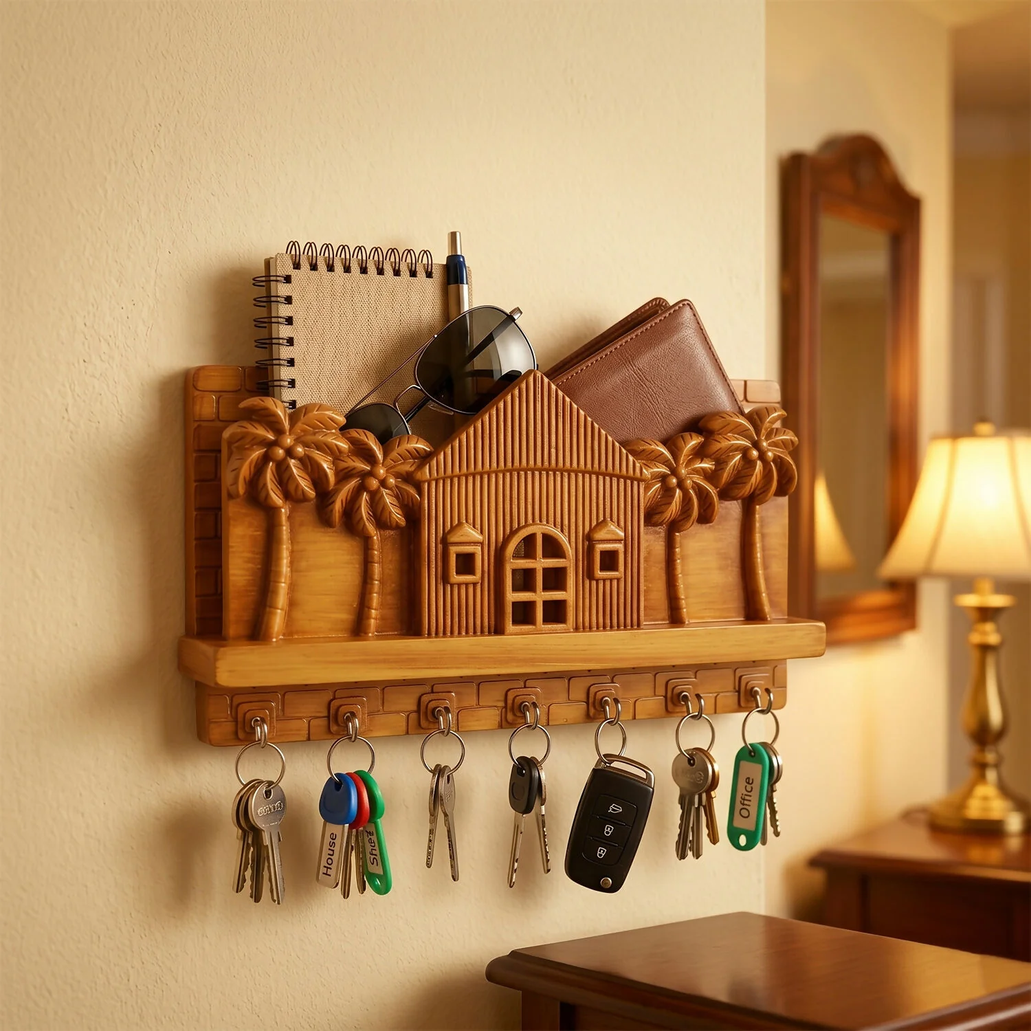 Key Holder Jungle Home Design with Palm Tree Accents for Home or Office Organization - Image 4