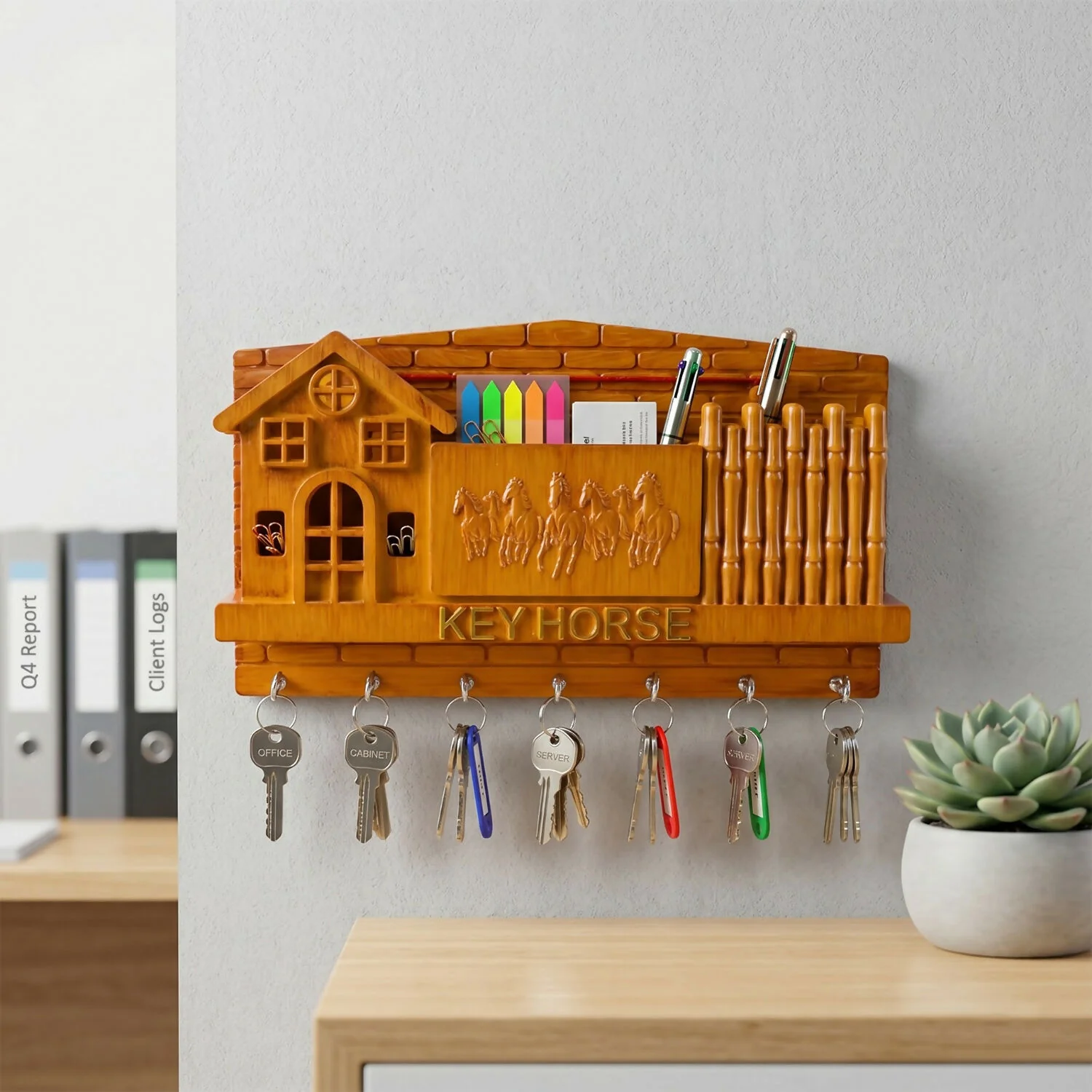 Key Horse Multi-Purpose Key Holder and Organizer with Pen and Card Holder - Image 4