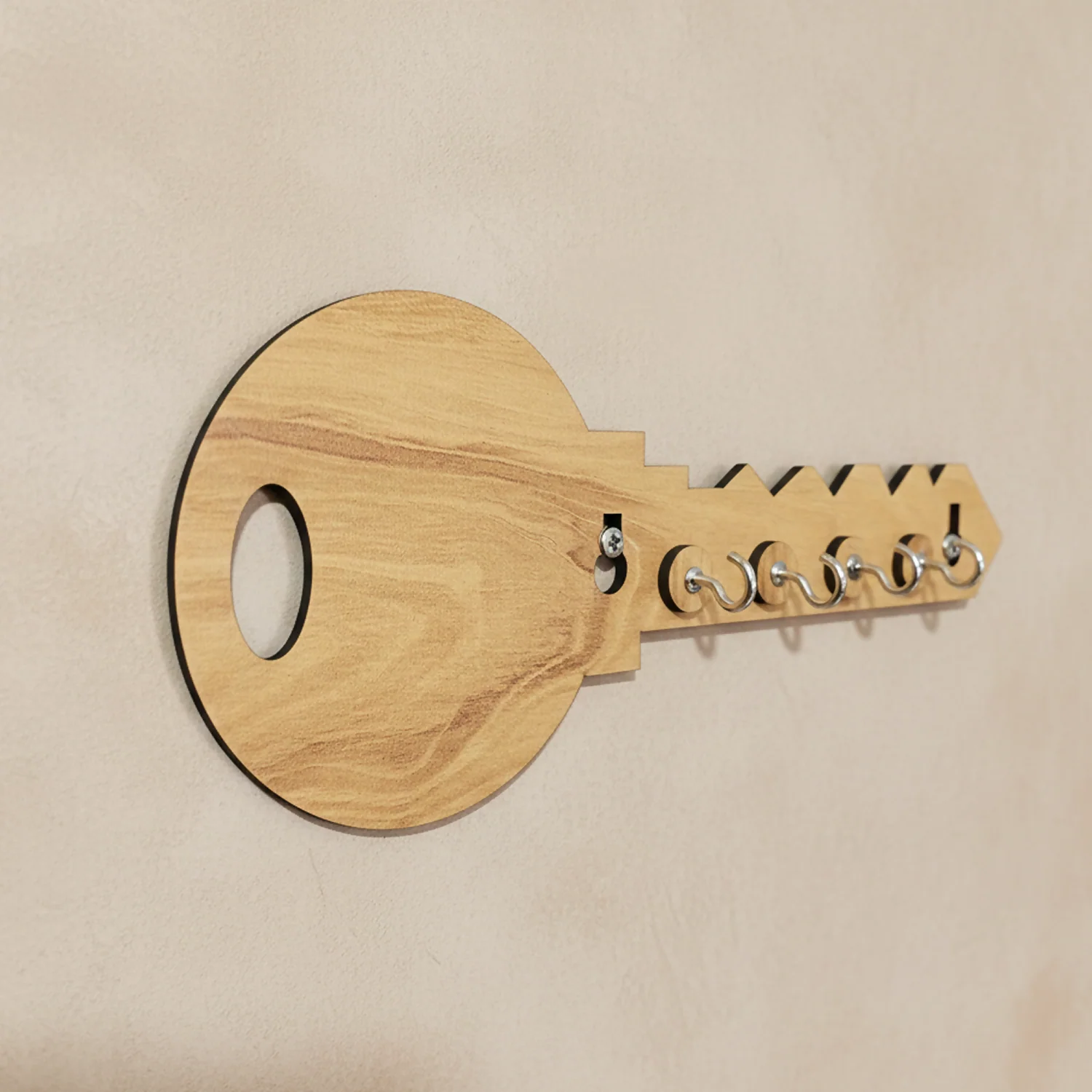Key-Shaped Wooden Key Holder for Wall – Decorative MDF Wall Key Organizer | Modern Home Décor Key Stand - Image 4