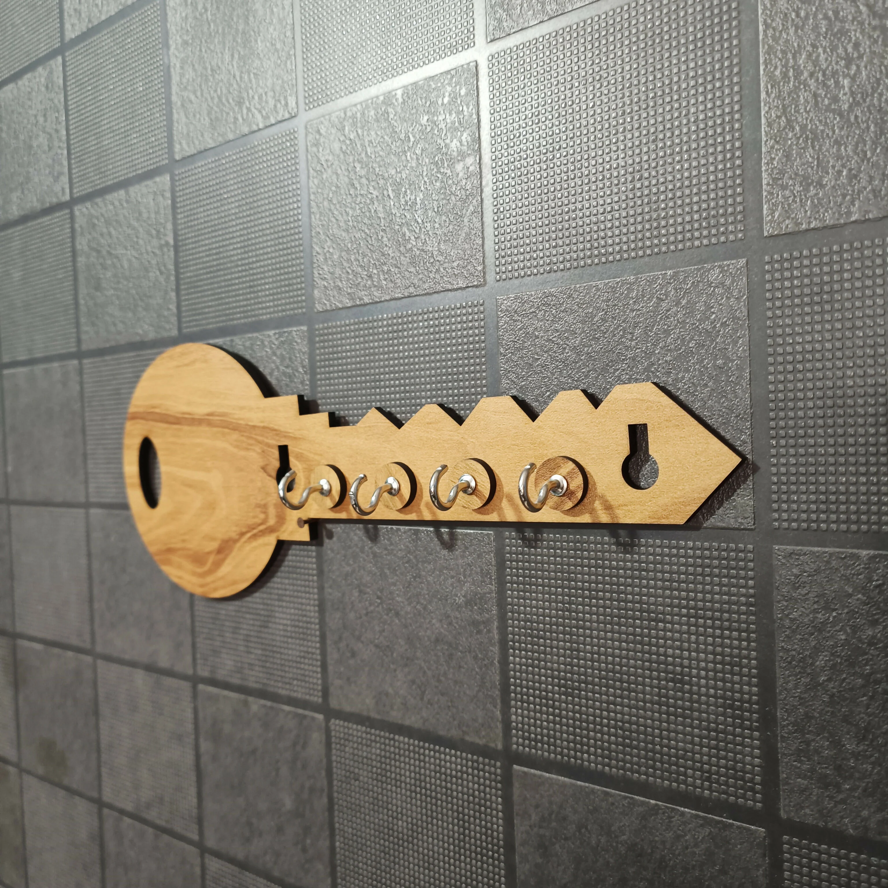 Key-Shaped Wooden Key Holder for Wall – Decorative MDF Wall Key Organizer | Modern Home Décor Key Stand - Image 5