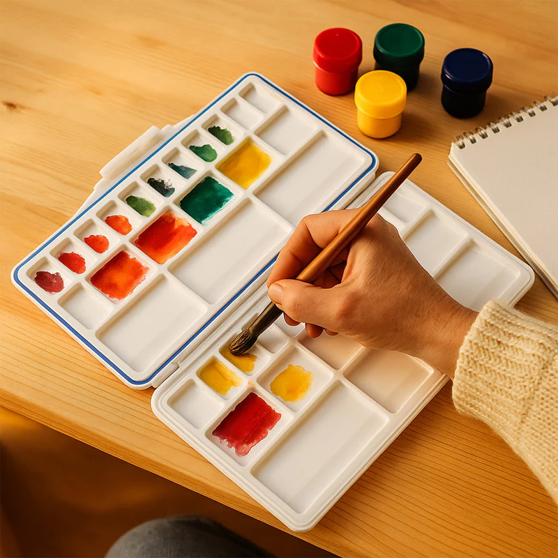 Khyati Airtight Colour Mixing Plate – Folding Paint Palette with Silicone Seal - Image 2