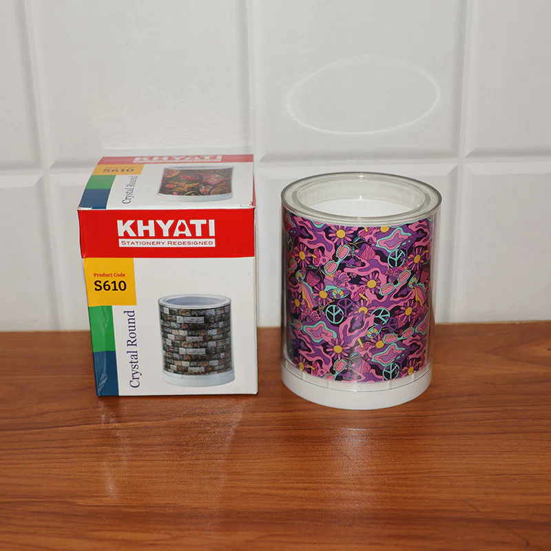 Khyati Crystal Round Pen Stand – Stylish Transparent Desk Organizer - Image 6