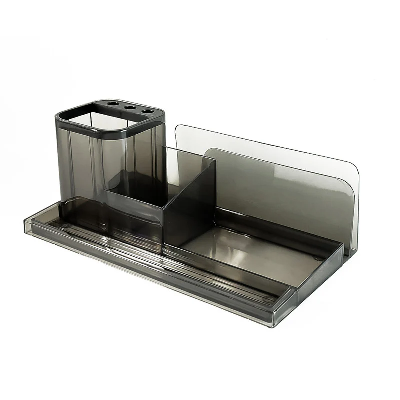 Khyati Desk Organizer – Elegant Smoke Grey Multi-Compartment Stationery Holder - Image 2
