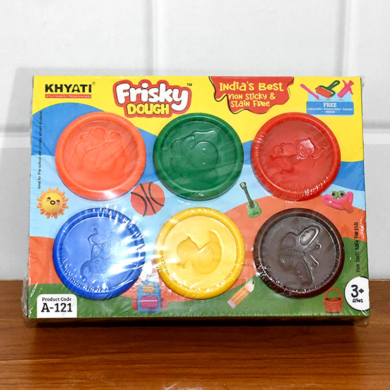 Khyati Frisky Dough Set – 6 Bright Colours with Roller & Cutter Tools - Image 6