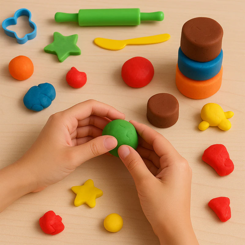 Khyati Frisky Dough Set – 6 Colour Modelling Clay with Roller & Cutter - Image 2