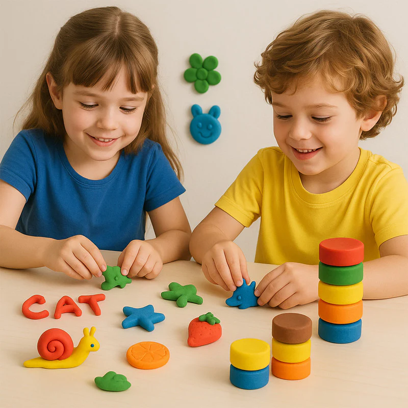 Khyati Frisky Dough Set – 6 Colour Modelling Clay with Roller & Cutter - Image 3