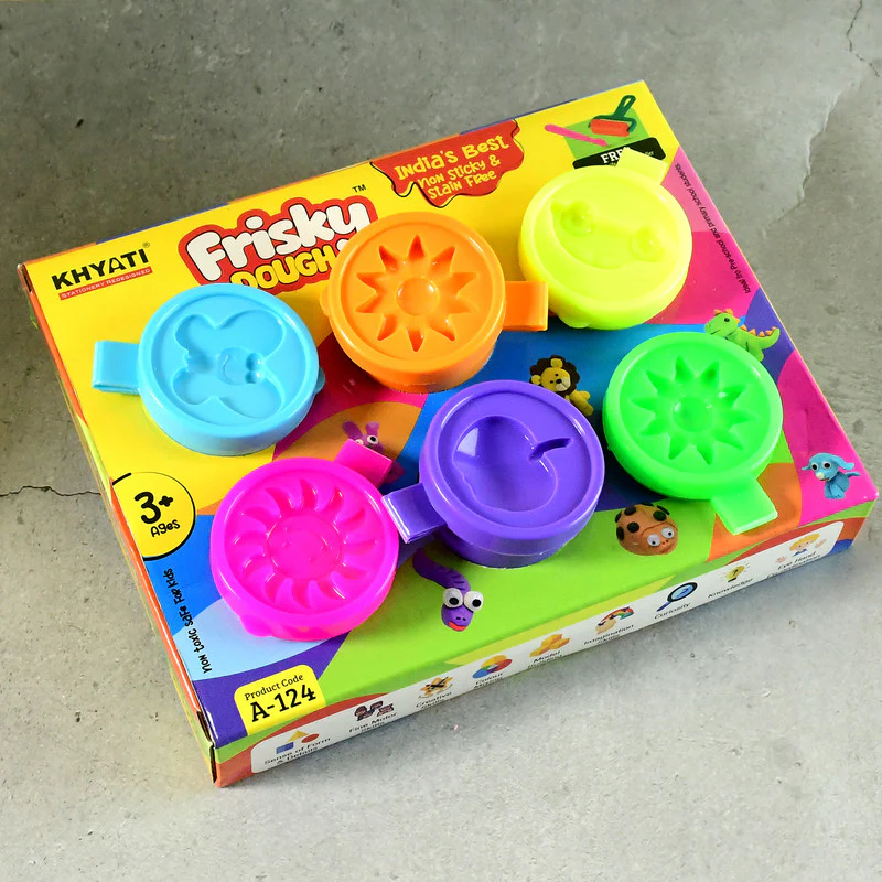 Khyati Frisky Dough Set – 6 Neon Colours with Roller & Cutter Tools - Image 2