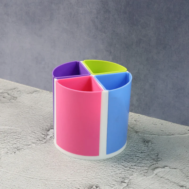 Khyati Rainbow Pen Stand – 4-Section Multicolor Desk Organizer - Image 3