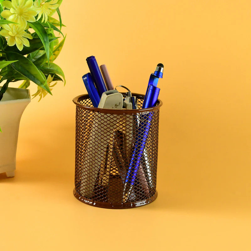 Khyati Round Metal Pen Stand – Durable Mesh Pencil Holder for Office, Home - Image 2