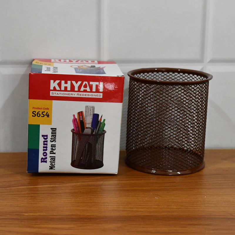 Khyati Round Metal Pen Stand – Durable Mesh Pencil Holder for Office, Home - Image 6