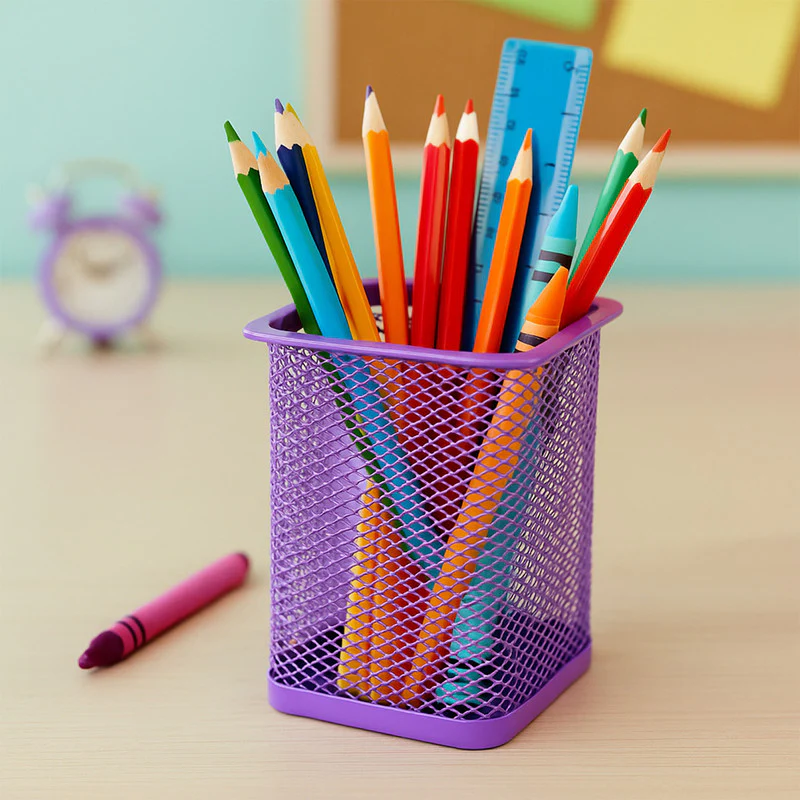 Khyati Square Metal Pen Stand – Sturdy Mesh Pencil Holder Desk, Office & Study Table - Image 4