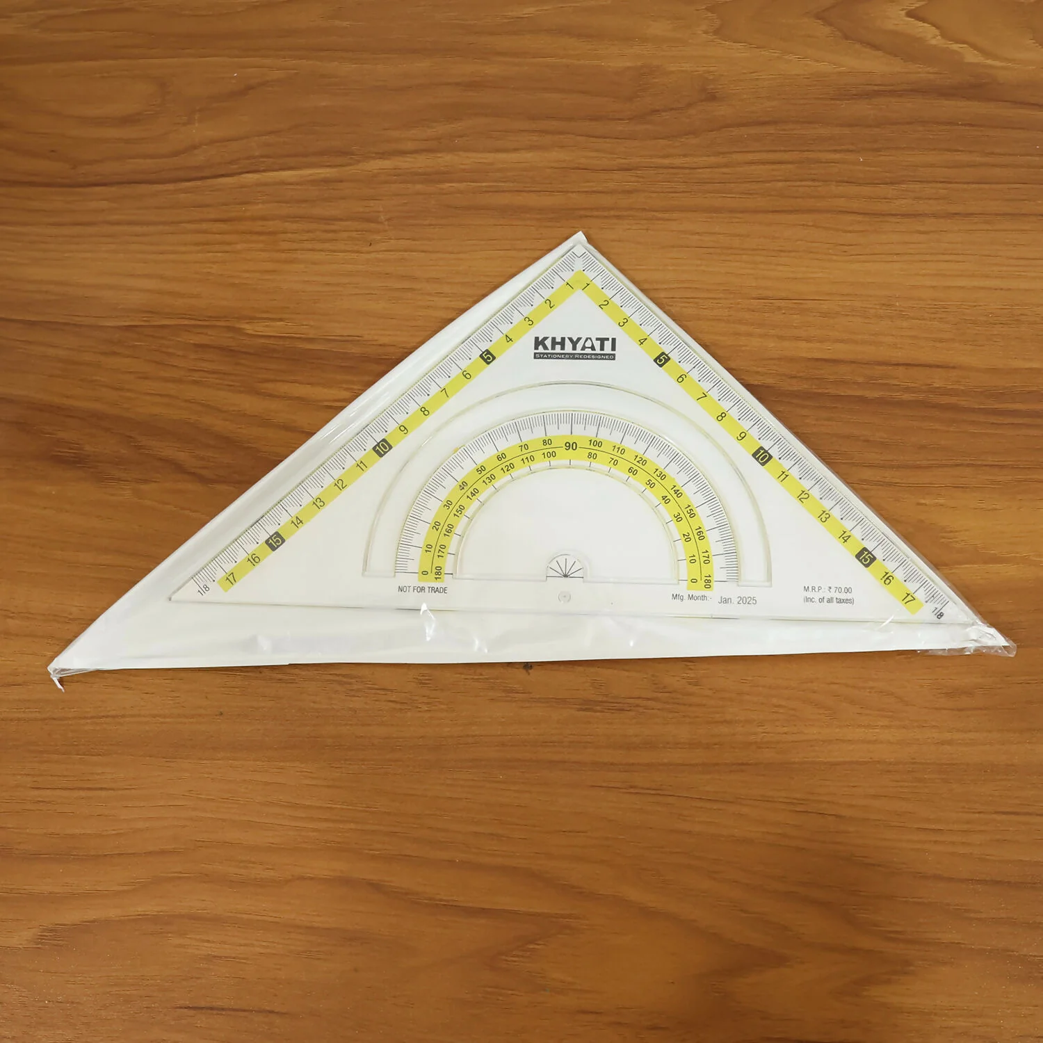 Khyati Strong Transparent Set Square with Protractor Scale for School & Technical Drawing Use - Image 6
