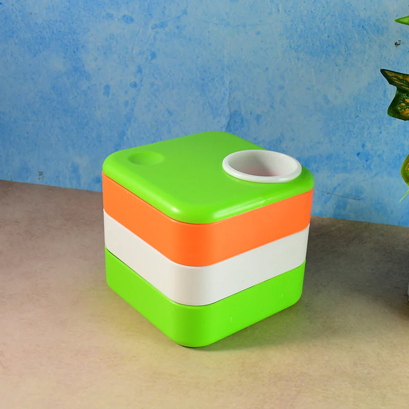 Khyati Tricolour Square Pen Stand Sliding Drawers – Multi-Functional Desk Organizer - Image 3