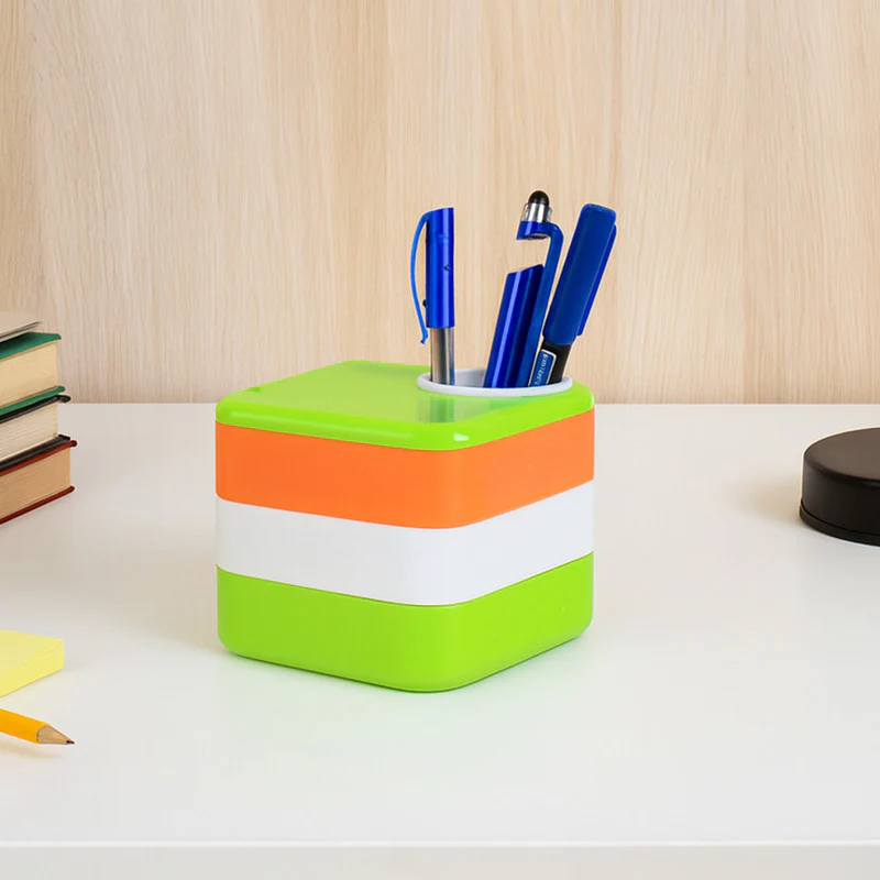 Khyati Tricolour Square Pen Stand Sliding Drawers – Multi-Functional Desk Organizer - Image 6