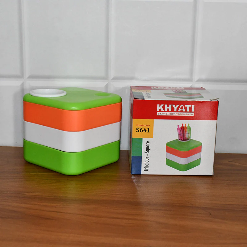 Khyati Tricolour Square Pen Stand Sliding Drawers – Multi-Functional Desk Organizer - Image 7