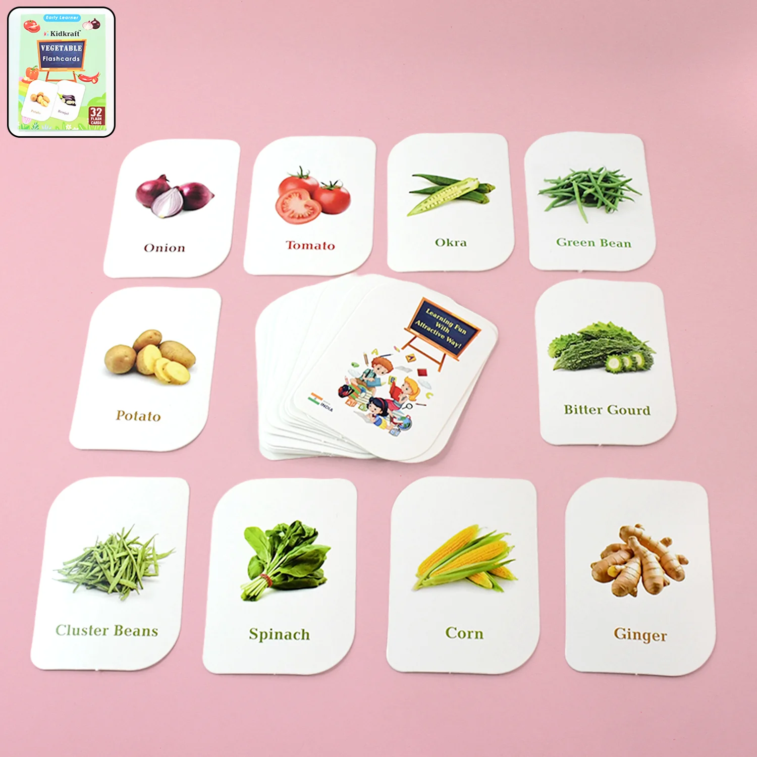 Kidkraft 32-Piece Educational Vegetable Flash Cards Set - Image 3