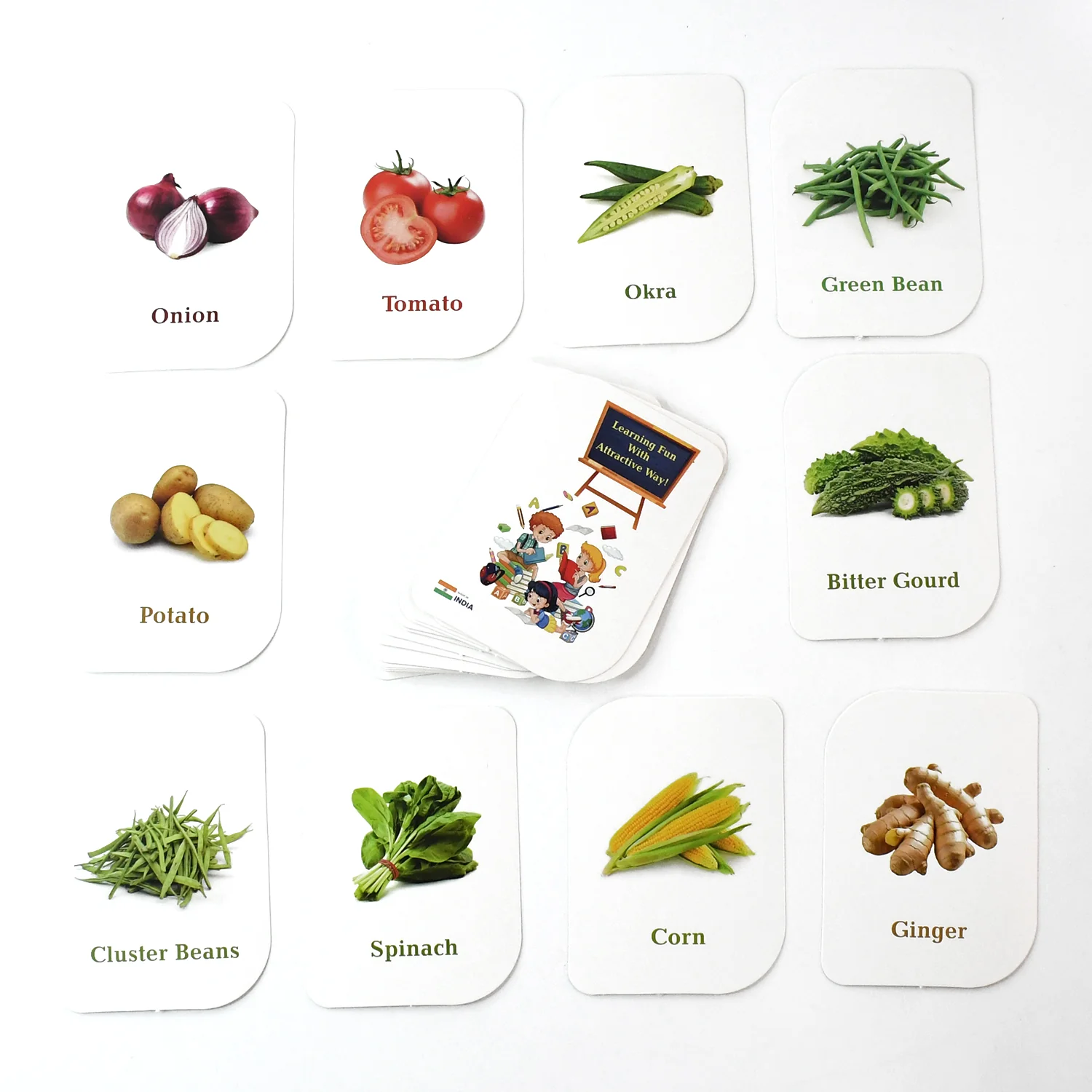 Kidkraft 32-Piece Educational Vegetable Flash Cards Set - Image 4