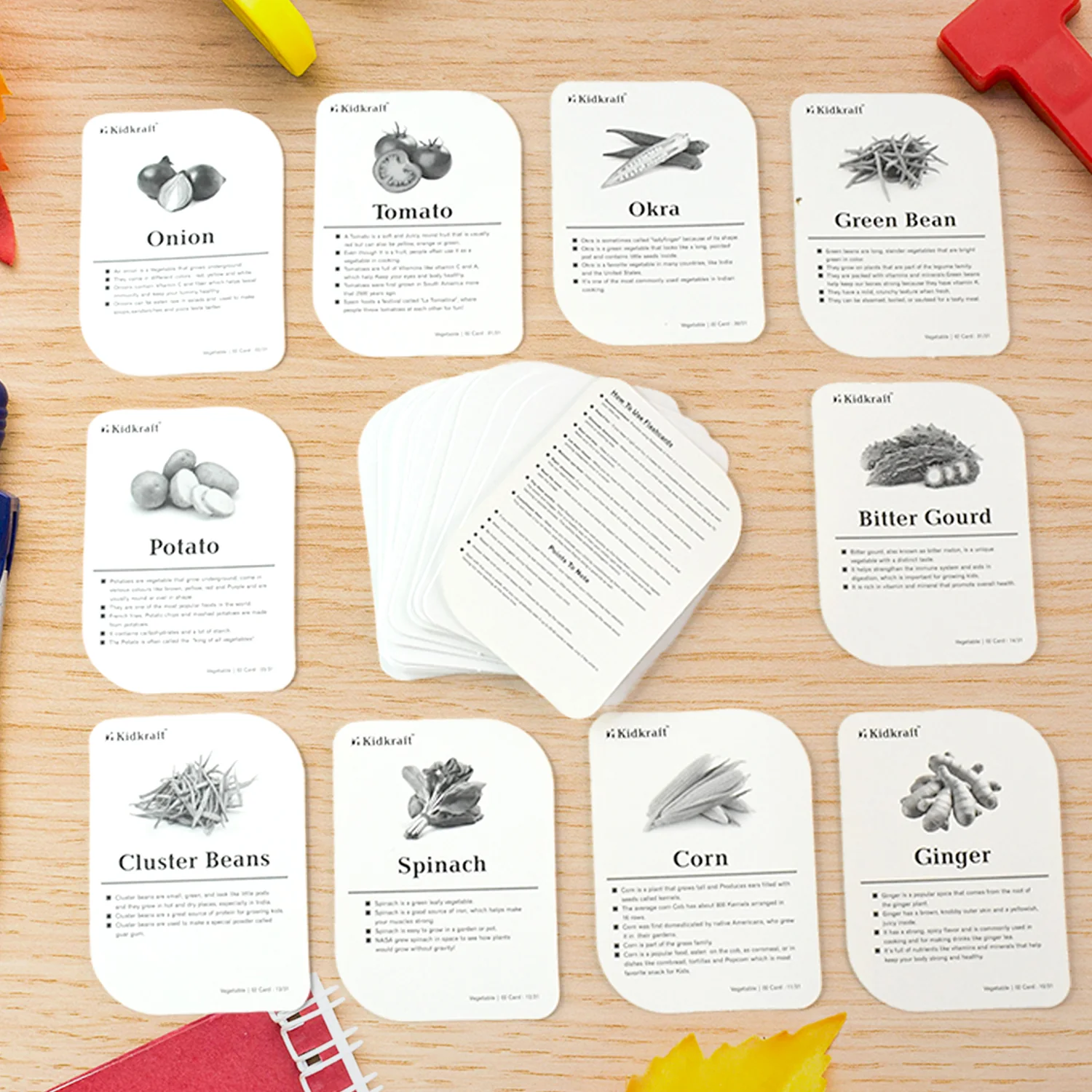Kidkraft 32-Piece Educational Vegetable Flash Cards Set - Image 6