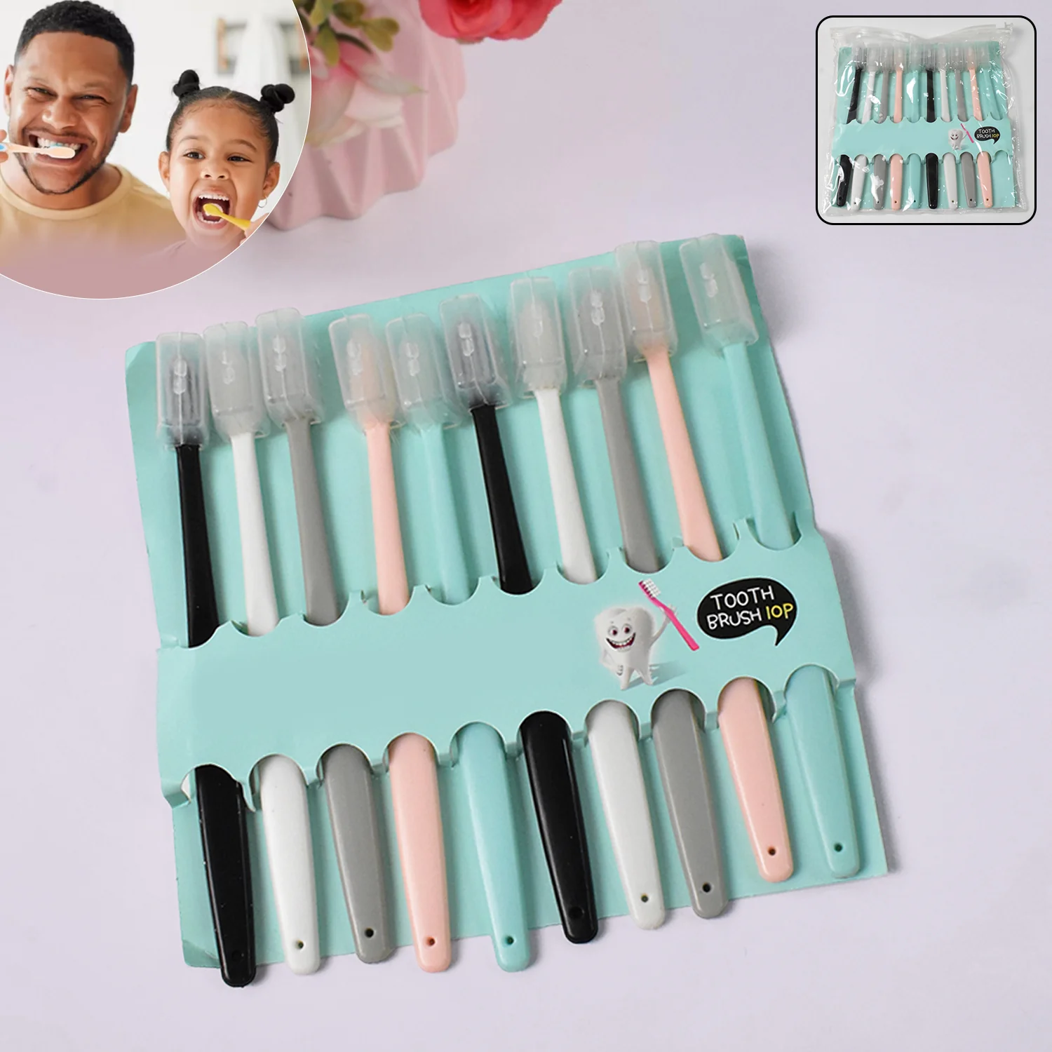 Kids Adults Ultra Soft-bristled Toothbrush With Cover (10 Pcs Set) - Image 3