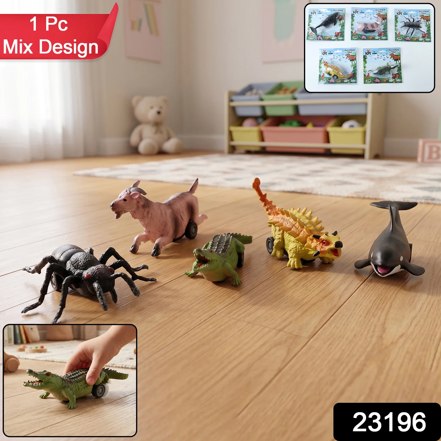 Kids Animal Pull Back Toy (1 Pc Mix Design) - Image 2