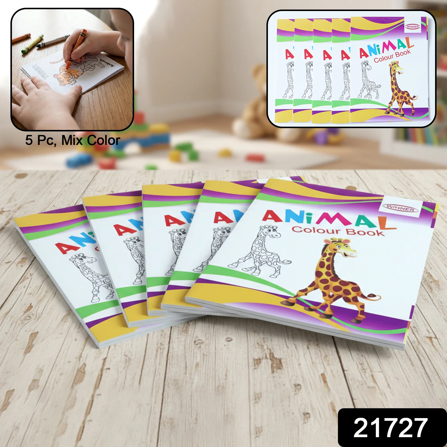Kids Animal Theme Colouring Book Set ( 5 Pc / Mix Color Books) - Image 2