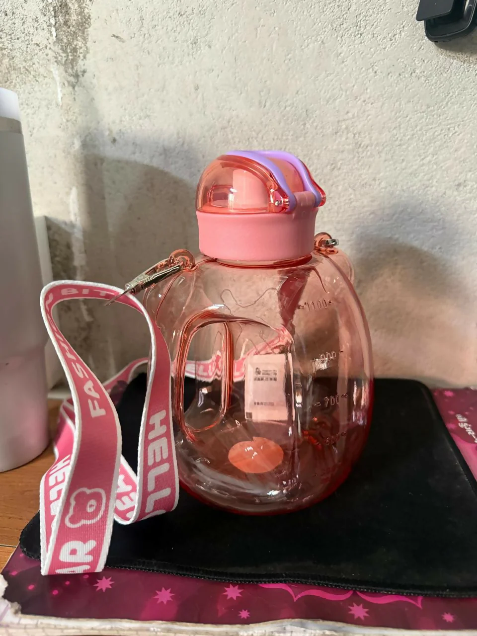 Kids Bear Shape Water Bottle with Straw & Adjustable Sling Strap - Image 6