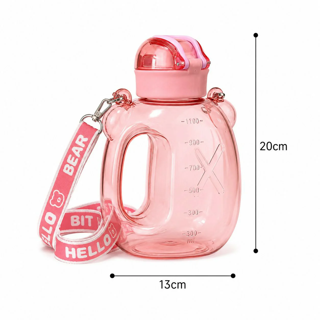 Kids Bear Shape Water Bottle with Straw & Adjustable Sling Strap - Image 7