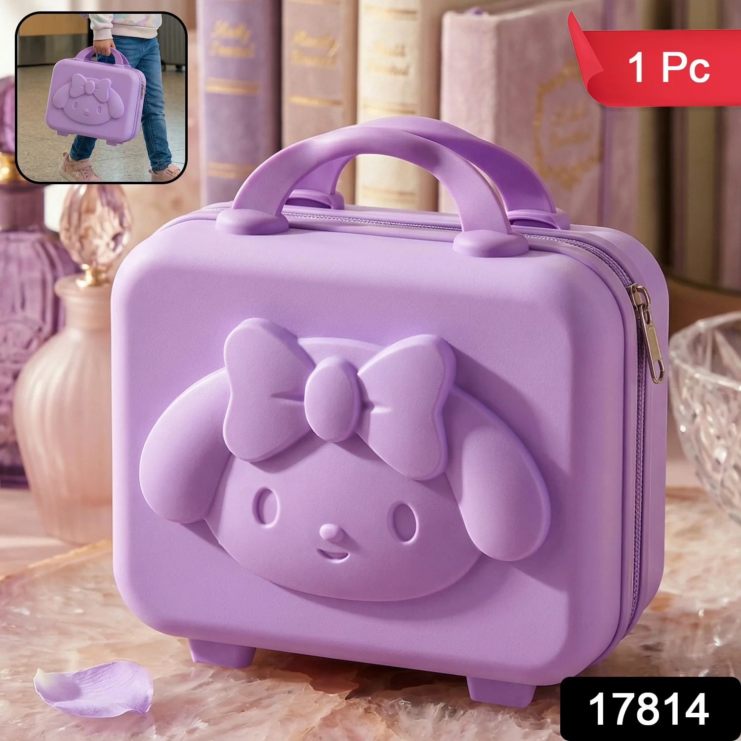Kids Bear-Shaped Hard Shell Storage Carry Case with Handle (Mix Design) - Image 2