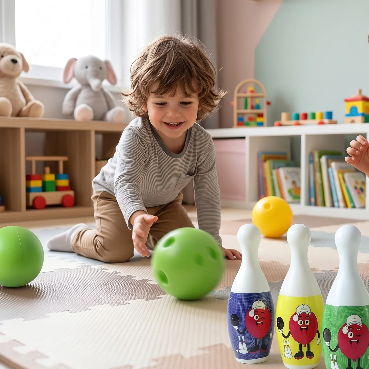 Kids Bowling Set with 6 Colorful Pins and 2 Balls (1 Set) - Image 3