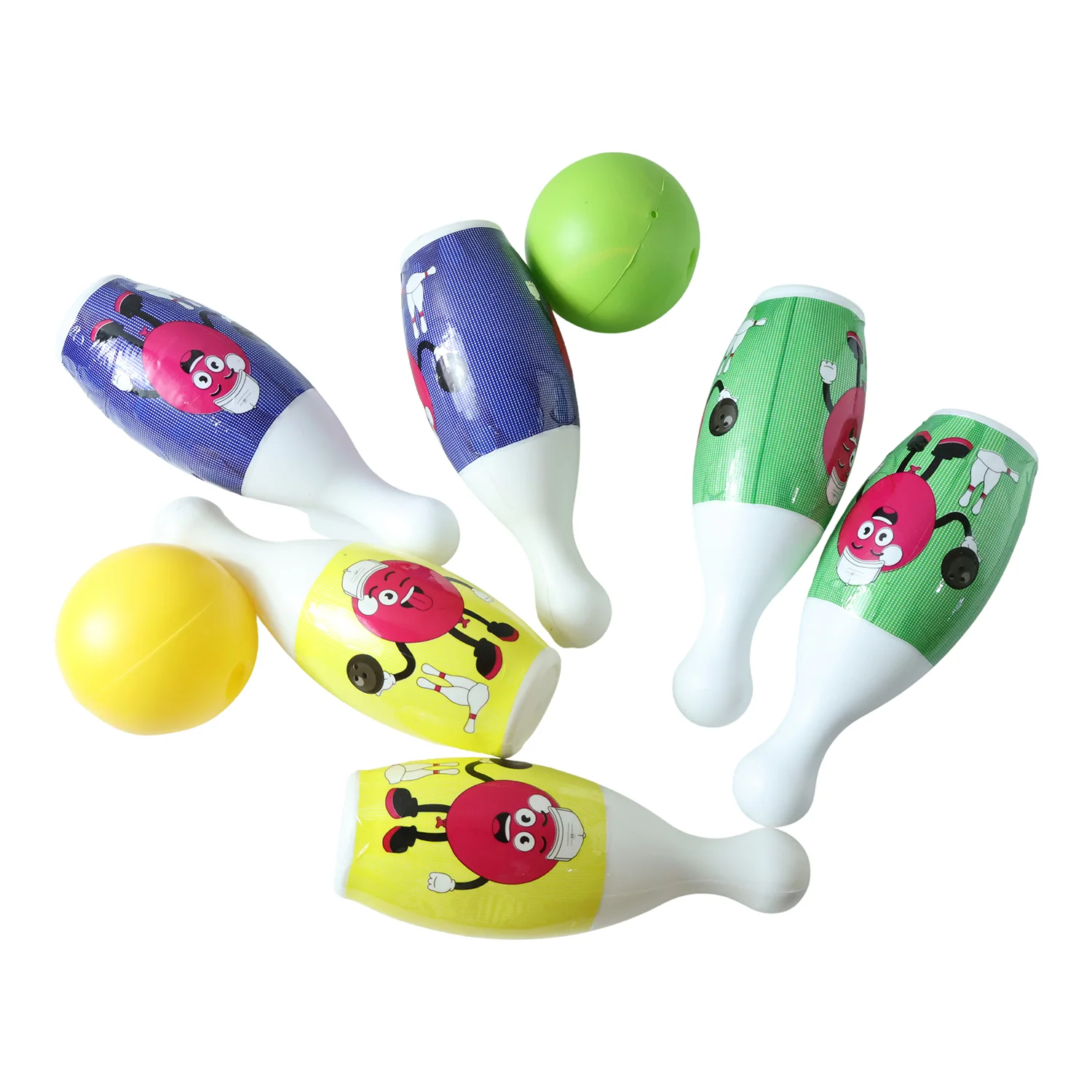 Kids Bowling Set with 6 Colorful Pins and 2 Balls (1 Set) - Image 4