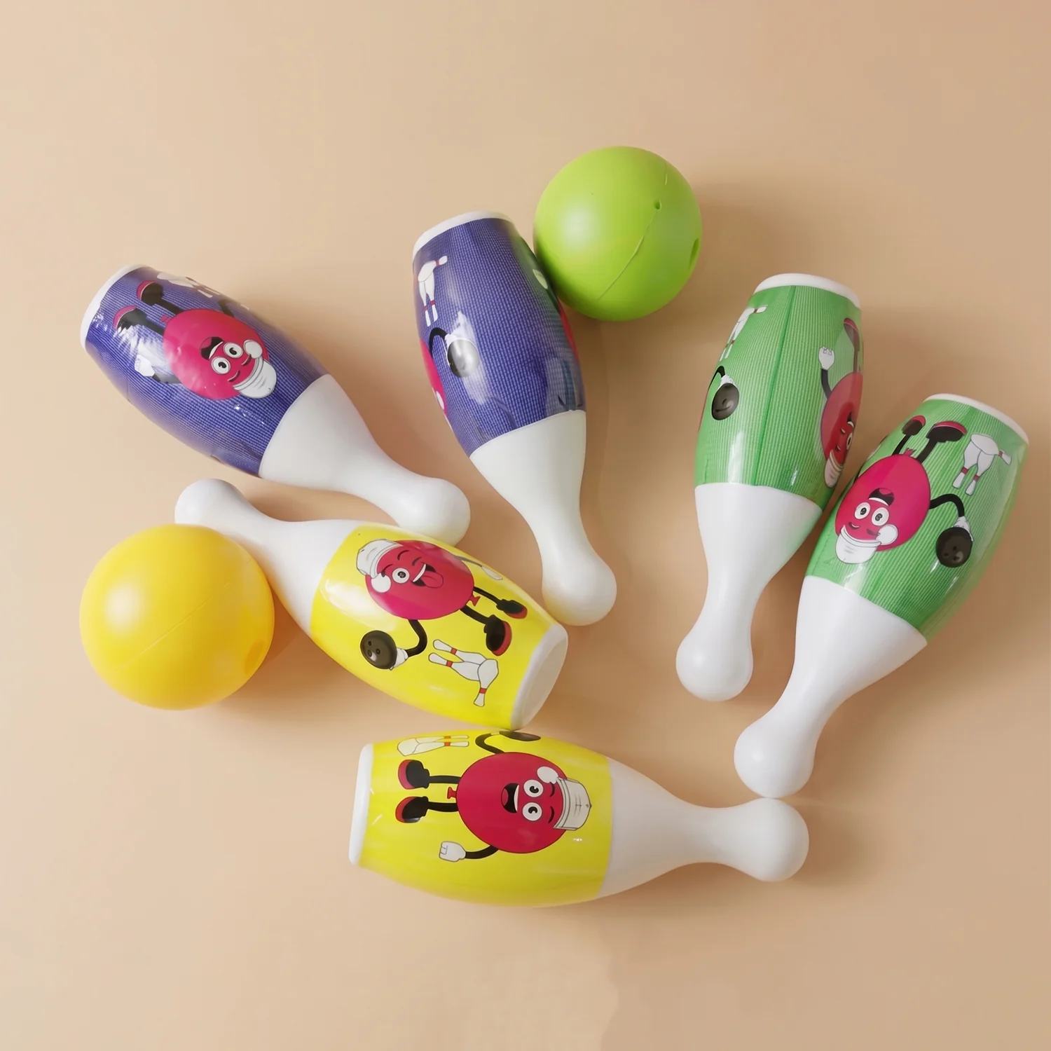 Kids Bowling Set with 6 Colorful Pins and 2 Balls (1 Set) - Image 7