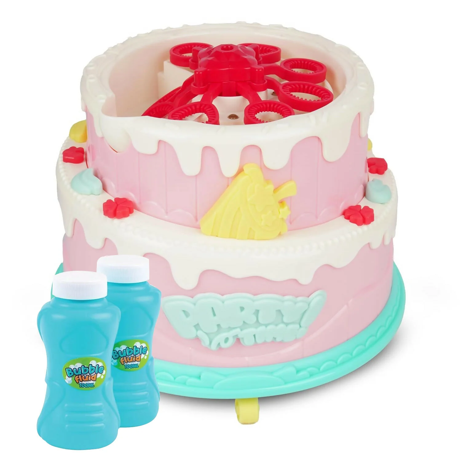Kids Bubble Cake Toy Automatic Bubble Maker Party Toy with Bubble Liquid Bottle - Image 5