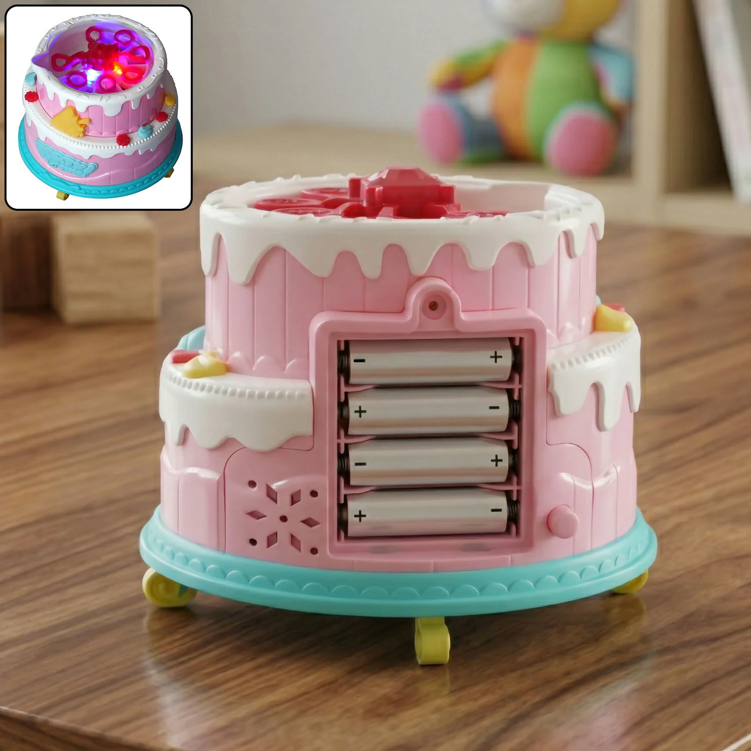 Kids Bubble Cake Toy Automatic Bubble Maker Party Toy with Bubble Liquid Bottle - Image 6
