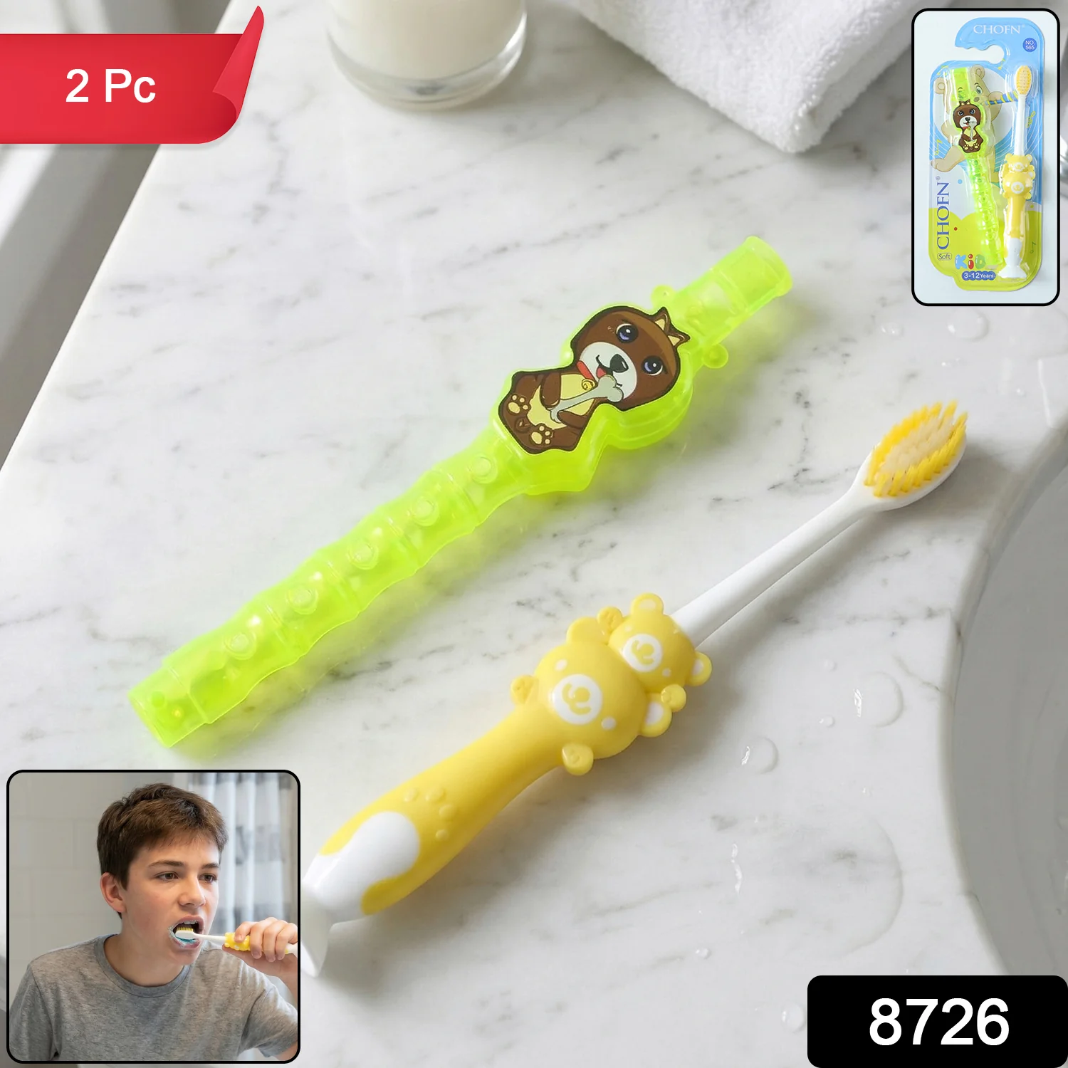 Kids Cartoon Design Toothbrush with Musical Whistle Set (2 Pc Set) - Image 2