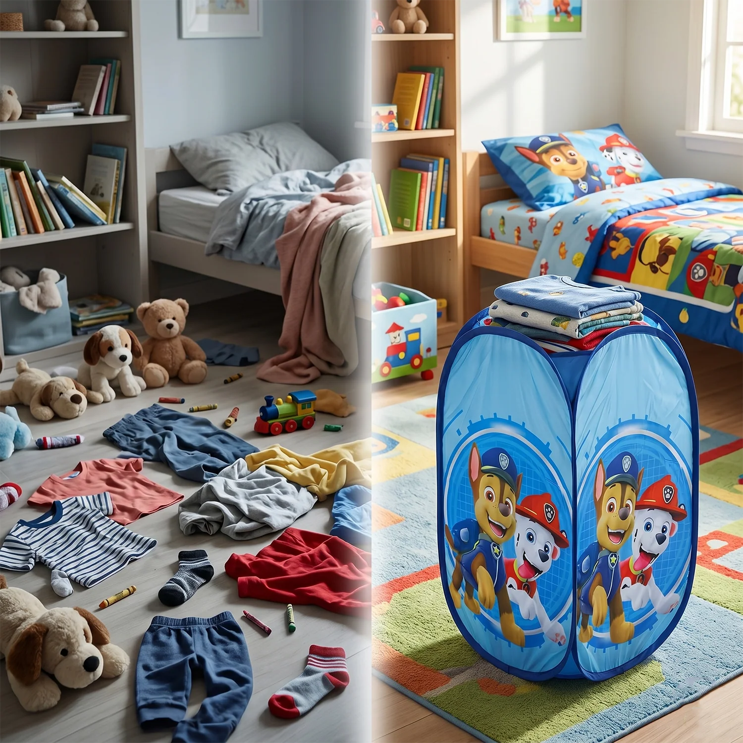 Kids Cartoon Foldable Laundry Basket Toy Storage Hamper (1 Pc, 34x59cm) - Image 7